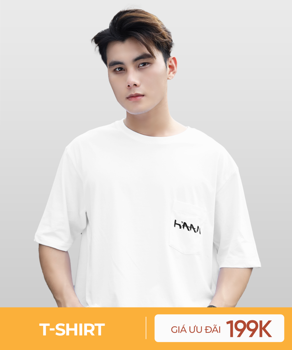 Áo thun Cotton 180 GSM Relaxed Fit HAAN - Trắng