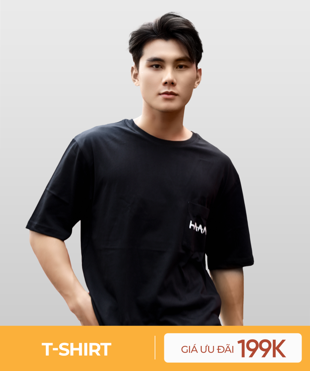 Áo thun Cotton 180 GSM Relaxed Fit HAAN -  Đen -