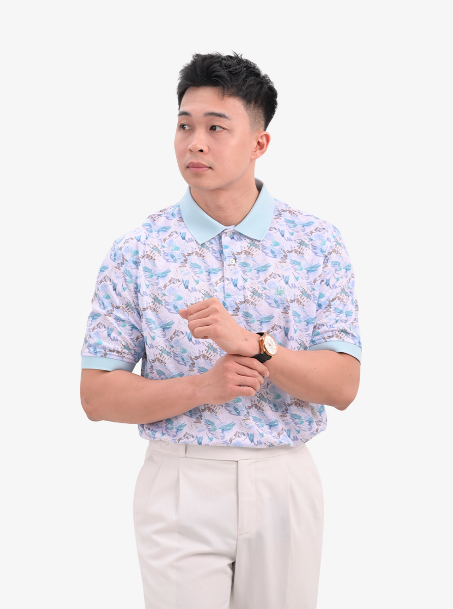Áo Polo nam cao cấp HAAN Aesthetic Chất Liệu Bamboo Sky Blue -
