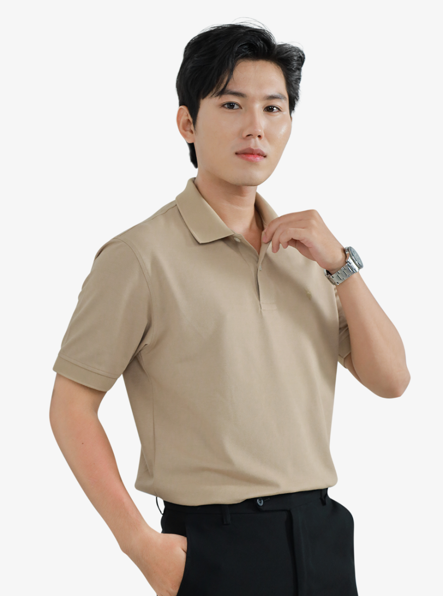 Áo Polo HAAN Aesthetic Chất Liệu Drytech Nâu Xám -