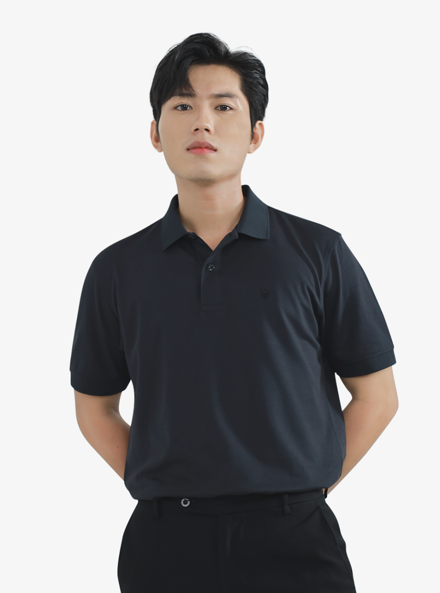 Áo Polo HAAN Aesthetic Chất Liệu Drytech Đen Trơn -