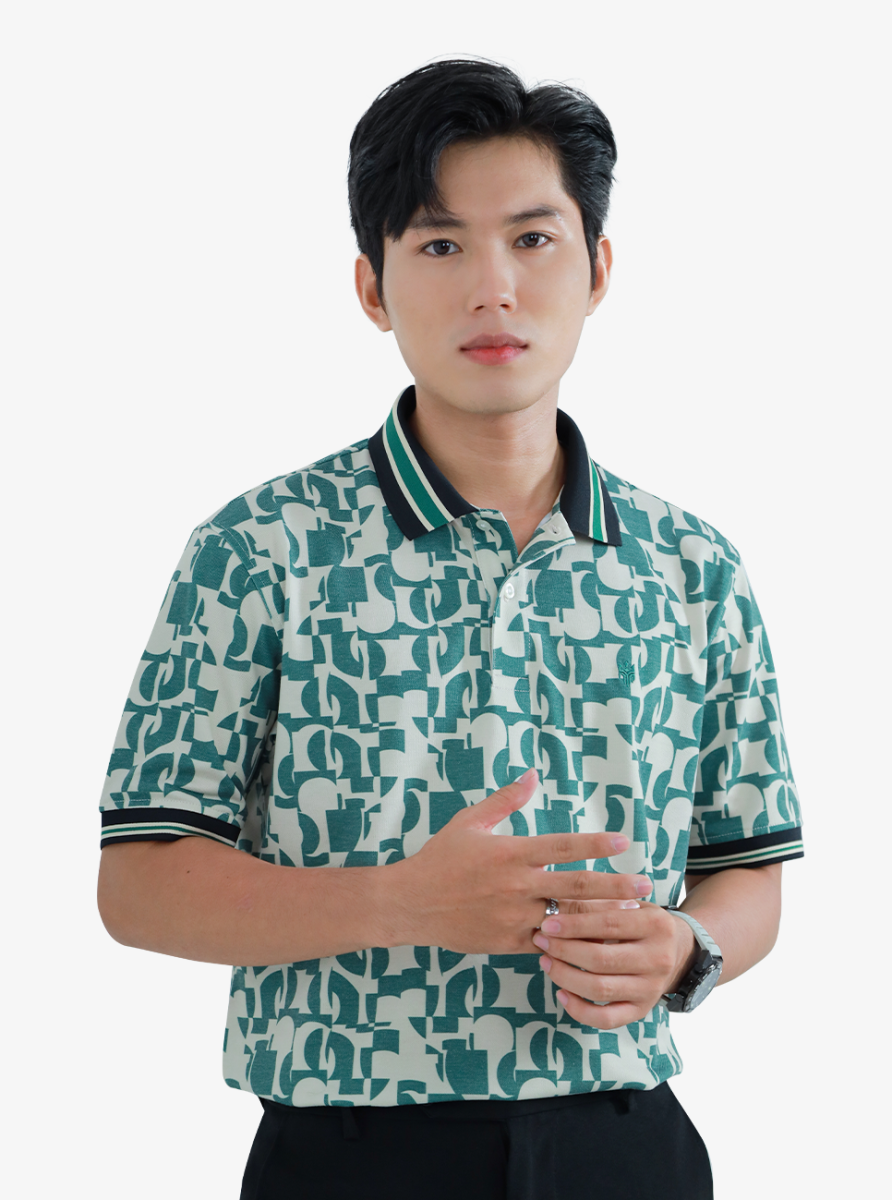 Áo Polo HAAN Aesthetic Chất Liệu Drytech Art Xanh -